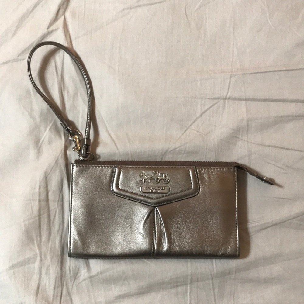 Gunmetal Coach Wallet with Strap